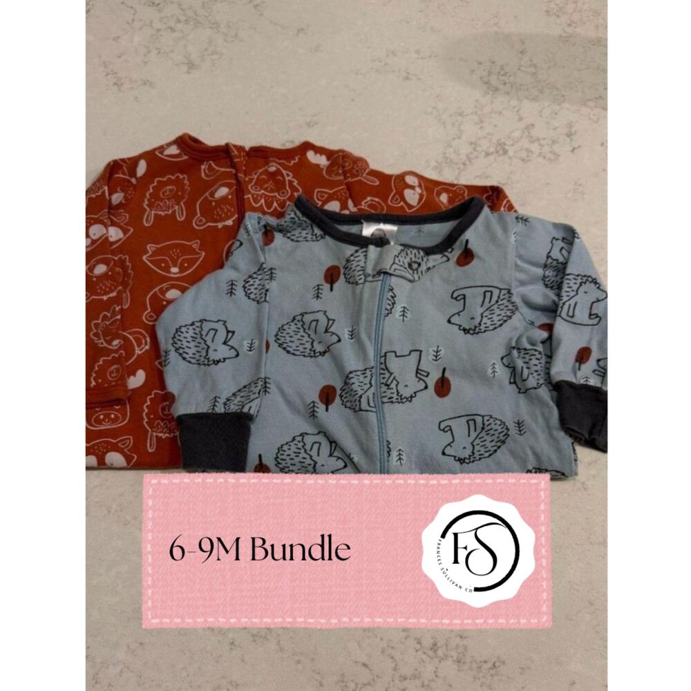 Woodland Animal Print Cotton Sleeper Bundle, 3–6 Months